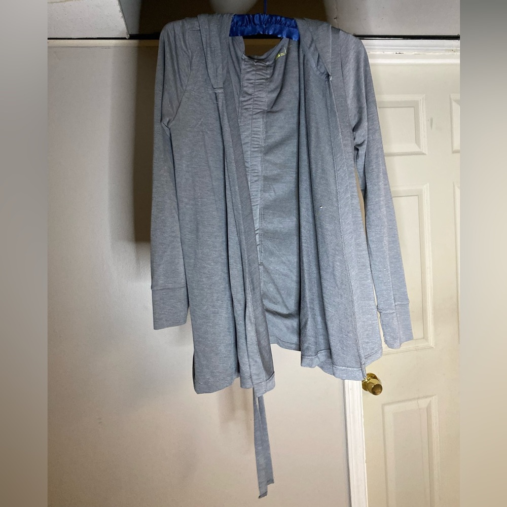 Grey ruched hoodie/cardigan